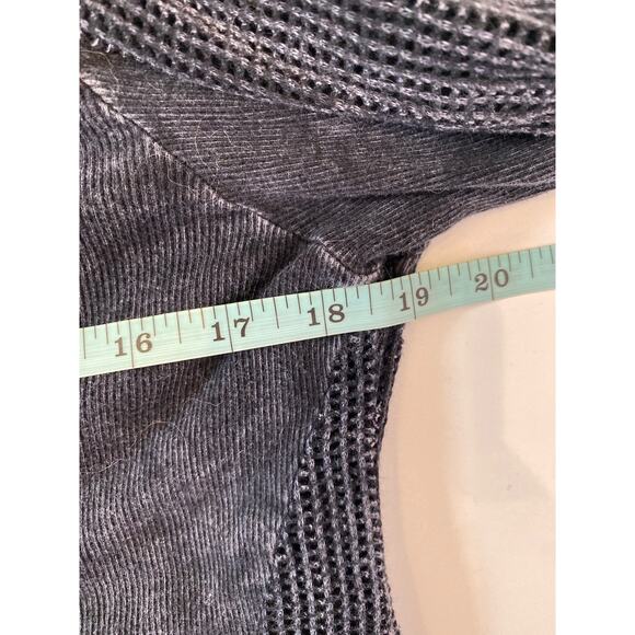 T Party Fish Net Ribbed Panel Hoodie Mineral Navy Sz Lg Zipper Shark Bite Hem - Picture 9 of 11